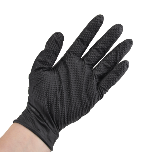 Рукавички нітрилові текстуровані чорні М (особливо міцні) SЕF 100 шт, изображение 2