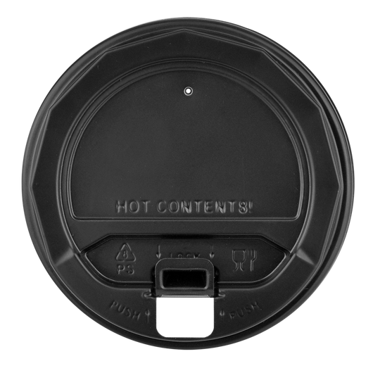 Крышка с замком для бумажных стаканов R-90 черная 50шт, изображение 2