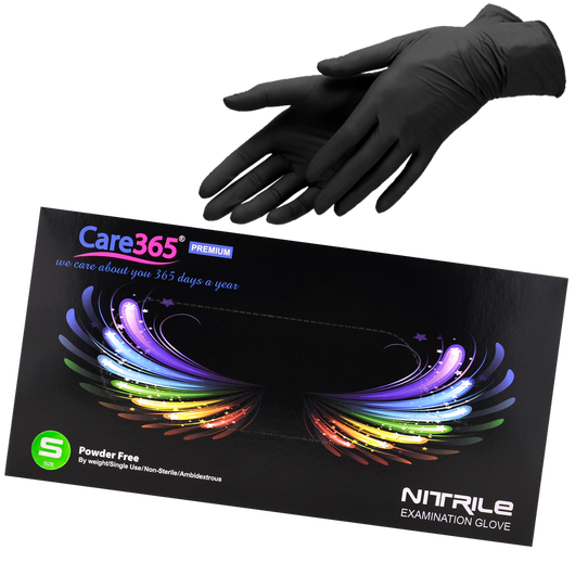 Перчатки нитриловые CARE 365 Standard черные S 100 шт