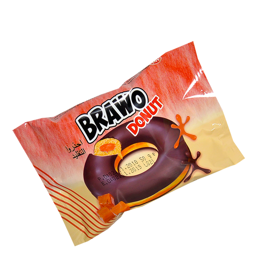 Кекс Brawo Donut з карамельною начинкою в какао-молочній глазурі 50г (уп/24шт)