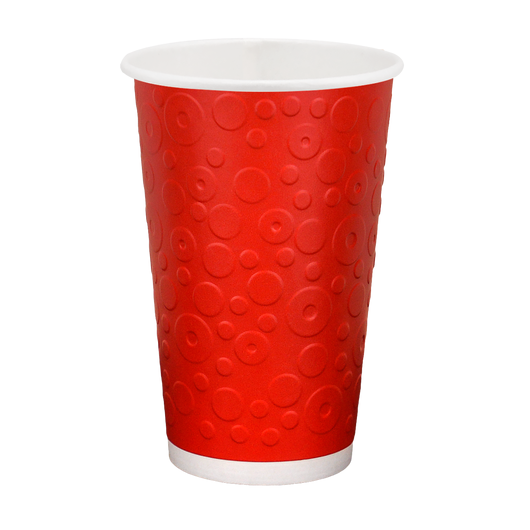Стакан паперовий 500мл двошаровий DONUTS червоний 20шт, Розмір стакана: 500, Колір стакана: Червоний, Матеріал: Картон