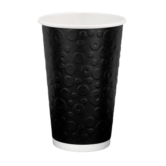 Стакан паперовий 500мл двошаровий DONUTS чорний 20шт, Розмір стакана: 500, Колір стакана: Чорний, Матеріал: Картон