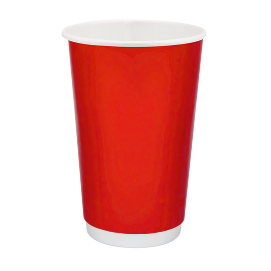 Стакан бумажный 500мл двухслойный Soft Touch красный 20шт, Размер стакана: 500, Цвет стакана: Красный