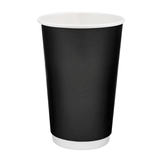 Стакан бумажный 500мл двухслойный Soft Touch черный 20шт, Размер стакана: 500, Цвет стакана: Черный