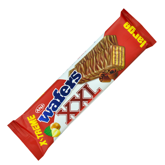 Вафлі Wafers XXL з горіховим кремом в какао-глазурі 55 гр (уп/24шт)