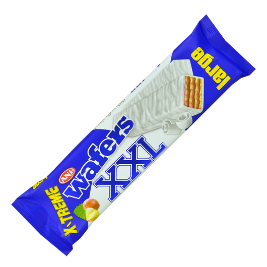 Вафли Wafers XXL  с ореховым кремом в белой глазури 55 гр (уп/24шт)
