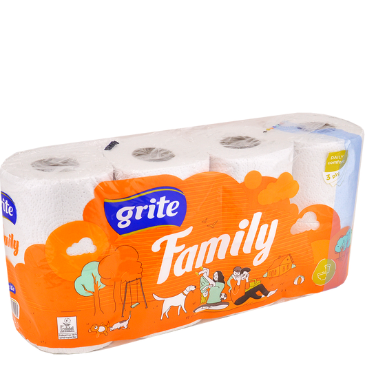 Бумага туалетная Grite Family 3 слоя, 150 листов (уп/8шт)