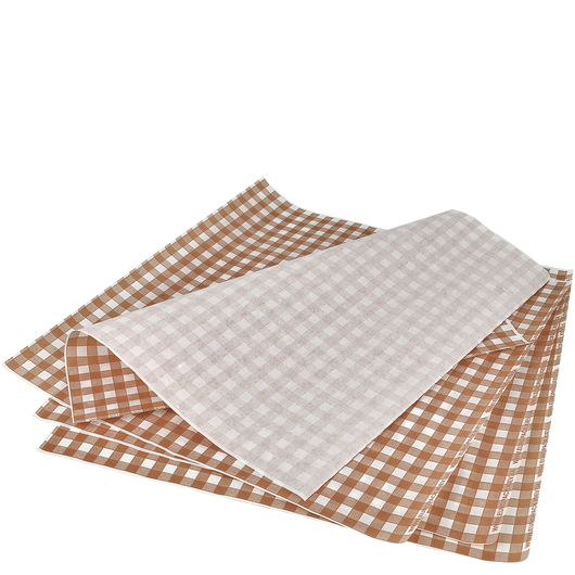 Упаковочная бумага «Гамбургер» коричневая клетка 300х320 мм (1859)
