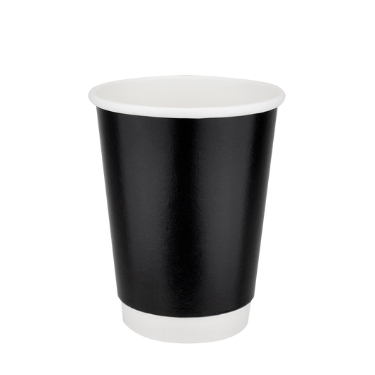 Стакан бумажный 400мл двухслойный глянцевый черный 30шт, Размер стакана: 400, Цвет стакана: Черный, Материал: Картон