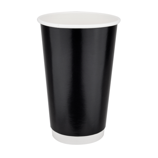 Стакан бумажный 500мл двухслойный глянцевый черный 25шт, Размер стакана: 500, Цвет стакана: Черный, Материал: Картон