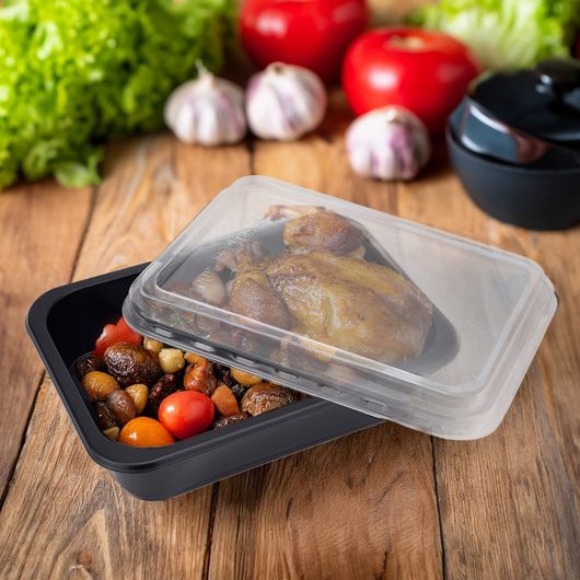 Контейнер с крышкой черный 750мл 50шт, изображение 3