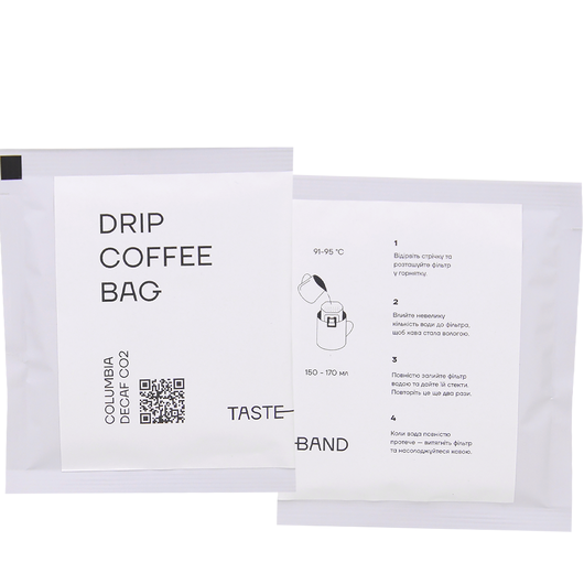 Дрип кофе молотый TASTE BАND Колумбия без кофеина 12г 8шт, изображение 2