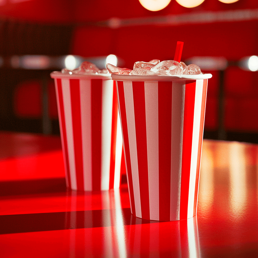 Стакан бумажный 500мл для холодных напитков White Red 50шт, Размер стакана: 500, Цвет стакана: С рисунком, Материал: Картон, изображение 4