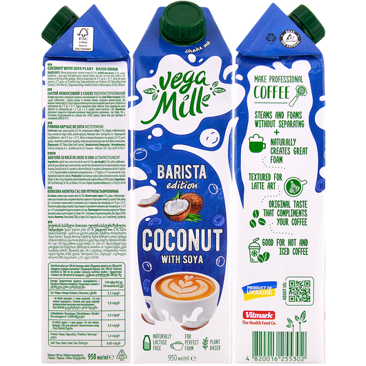 Vega Milk молоко растительное Бариста Кокос 2,1% 950мл, изображение 2