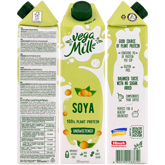 Vega Milk молоко растительное Соевое 1,5% 950мл, изображение 2
