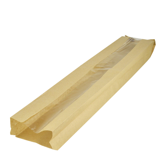 Бумажный пакет с прозрачной вставкой крафт 560х100х50/40мм 100шт, изображение 2