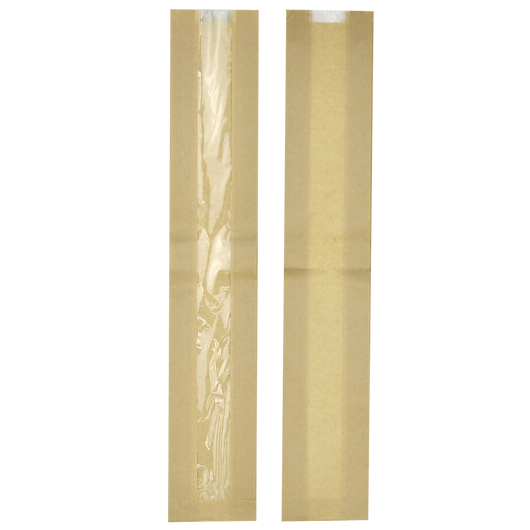 Бумажный пакет с прозрачной вставкой крафт 560х100х50/40мм 100шт, изображение 3