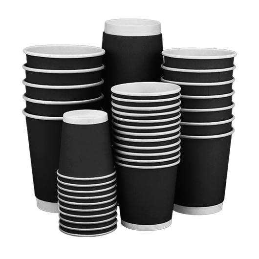 Стакан паперовий 500мл двошаровий Soft Touch чорний 20шт, Розмір стакана: 500, Колір стакана: Чорний, изображение 2
