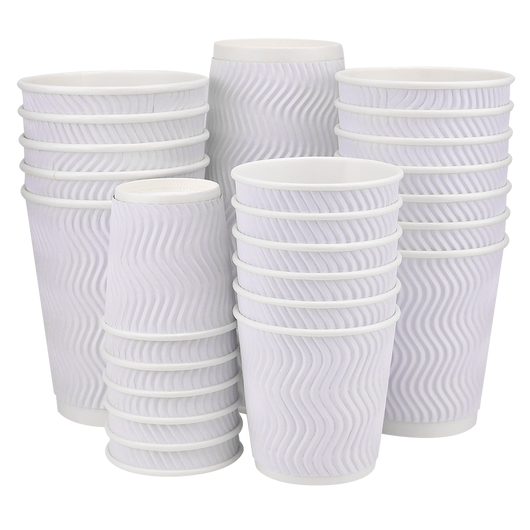 Стакан бумажный 250мл евро гофрированный белый 30шт, Размер стакана: 250 Евро, Цвет стакана: Белый, Материал: Картон, изображение 2