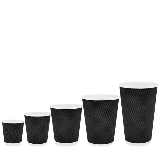 Стакан бумажный 400мл гофрированный черный 25шт, изображение 3