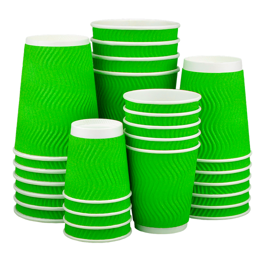 Стакан бумажный 110мл гофрированный салатовый 20шт, Размер стакана: 110, Цвет стакана: Салатовый, Материал: Картон, изображение 2