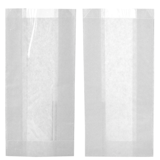 Бумажный пакет с прозрачной вставкой белый 310х160х80/60мм 100шт, изображение 3