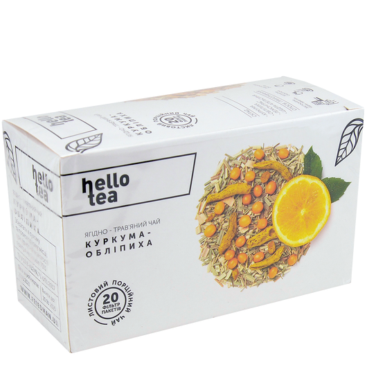 Чай ягідно-трав'яний Обліпиха-куркума Hello Tea 20шт х 2,5г, изображение 2