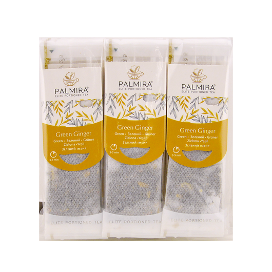 Чай зелений Імбирний PALMIRA 10шт х 2,4г, изображение 3
