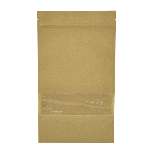 Упаковка дой-пак для кави/чаю 250г крафт/zip-замок з віконцем 140х240х40мм 10шт, изображение 3