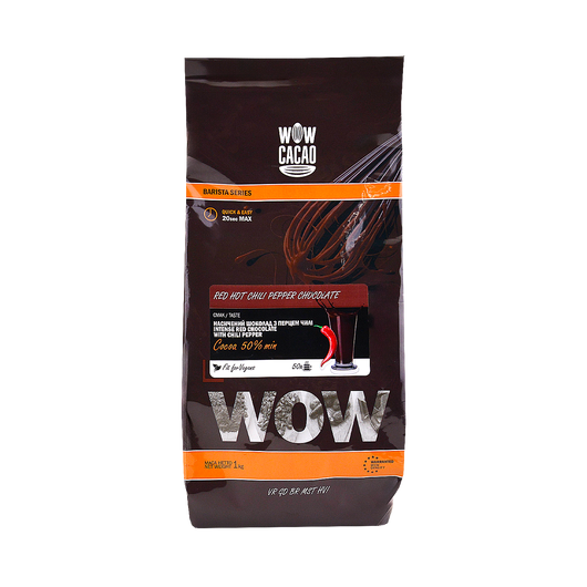 Горячий шоколад WOW CACAO Красный с перцем чили 50% 1кг
