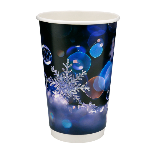 Стакан бумажный 500мл двухслойный Snow Cup 25шт, Размер стакана: 500, Цвет стакана: С рисунком, Материал: Картон