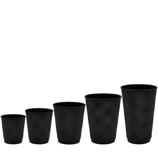 Стакан паперовий 250мл євро гофрований Double Black 25шт, Розмір стакана: 250 Євро, Колір стакана: Чорний, Матеріал: Картон, изображение 3