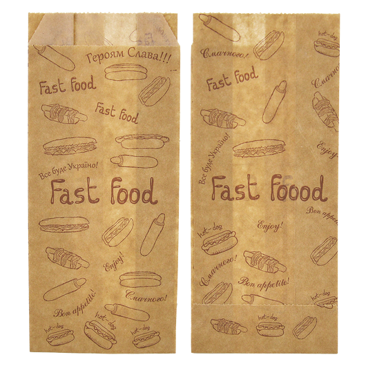 Паперовий пакет Fast food крафт 160х70х40мм 100шт, изображение 3
