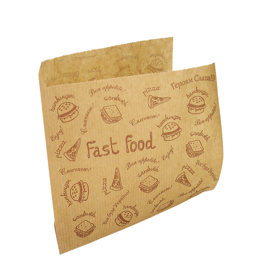 Бумажный пакет уголок Fast food крафт 140х140мм 500шт