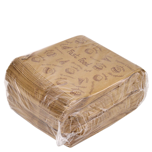 Паперовий пакет куточок Fast food крафт 140х140мм 500шт, изображение 4