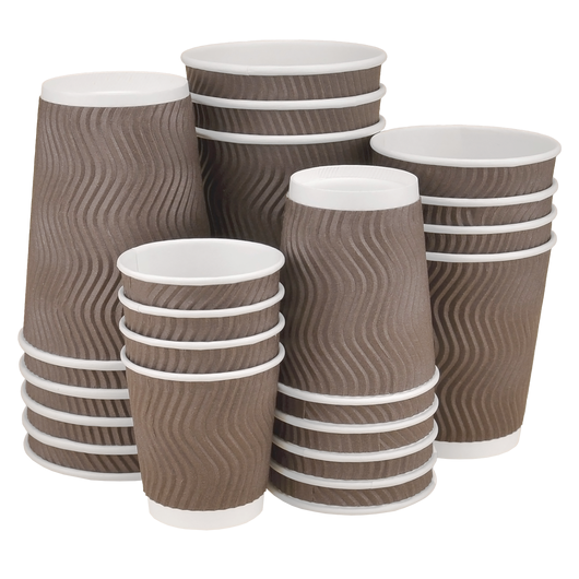 Стакан бумажный 400мл гофрированный коричневый 30шт, Размер стакана: 400, Цвет стакана: Коричневый, Материал: Картон, изображение 2