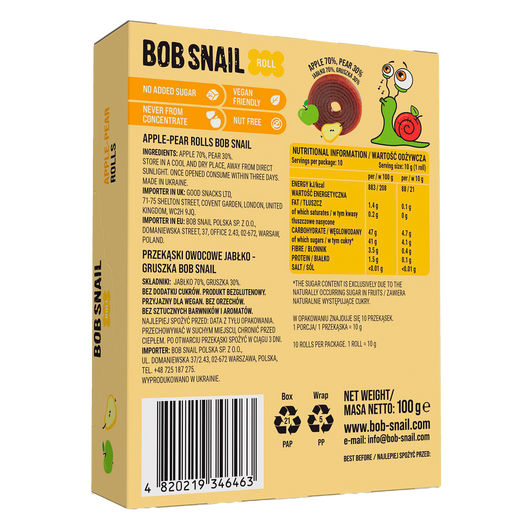 Конфеты Bob Snail Яблоко-груша 10г 10шт, изображение 3