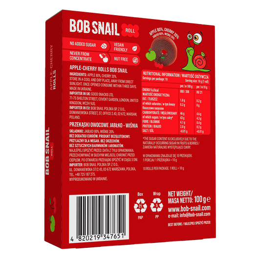 Цукерки Bob Snail Яблуко-вишня 10г 10шт, изображение 3