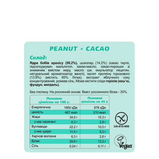 Батончик Fizi PROTEIN Peanut cacao 45г, изображение 3
