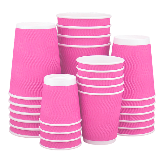 Стакан паперовий 340мл гофрований рожевий BUBBLEGUM 20шт, Розмір стакана: 340, Колір стакана: Рожевий, Матеріал: Картон, изображение 2