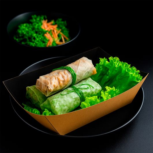 Тарілка-човник крафт-чорна 125х75х50мм 500мл 100шт, изображение 3