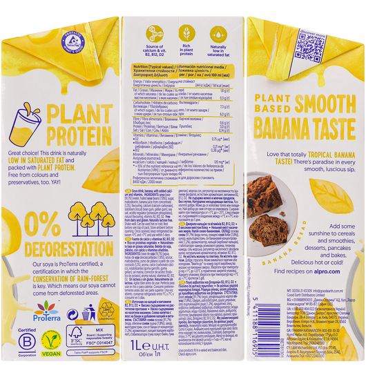 Alpro молоко рослинне Бананове 1,8% 1л, изображение 2