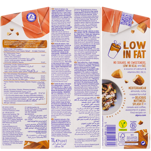 Alpro молоко рослинне Мигдалеве без цукру 1,2% 1л, изображение 2