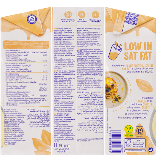 Alpro молоко растительное Ванильное 1,8% 1л, изображение 2