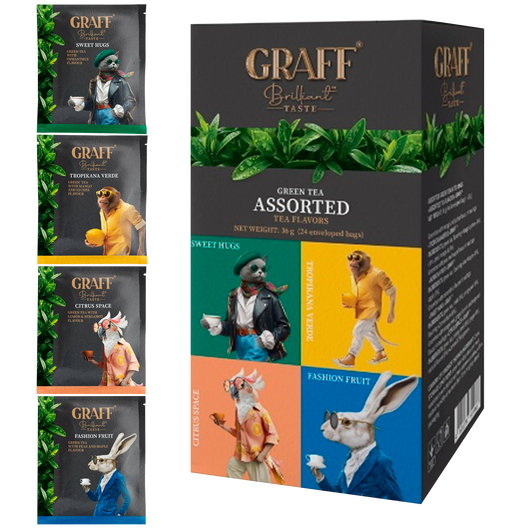 Чай зелений байховий Assorted tea flavors асорті Graff 24шт х 1.5г
