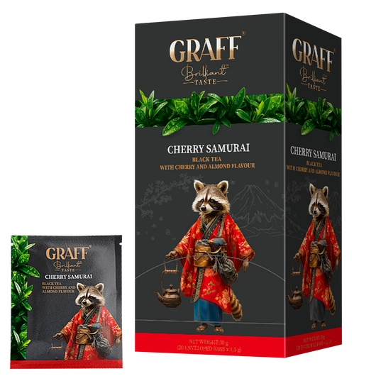 Чай чорний байховий Cherry Samurai з ароматом вишні та мигдалю Graff 20шт х 1.5г