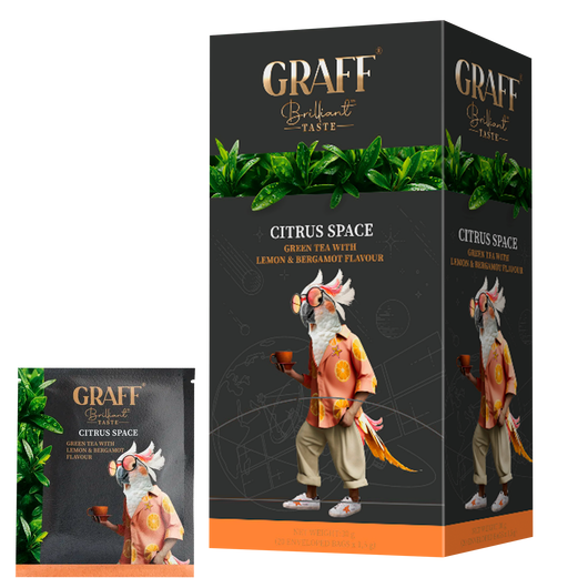 Чай зелений байховий Citrus space з ароматом бергамоту і лимона Graff 20шт х 1.5г