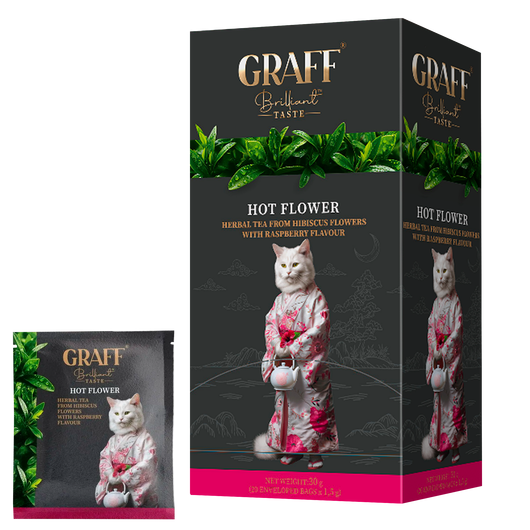 Чай каркаде Hot flower з ароматом малини Graff 20шт х 1.5г
