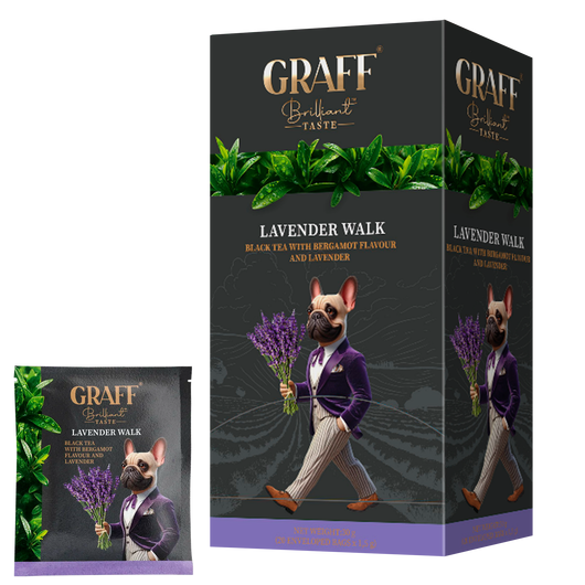 Чай чорний байховий Lavender walk з ароматом лаванди та бергамоту Graff 20шт х 1.5г