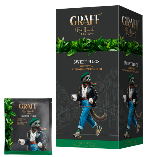 Чай зелений байховий Sweet hugs з ароматом османтуса Graff 20шт х 1.5г